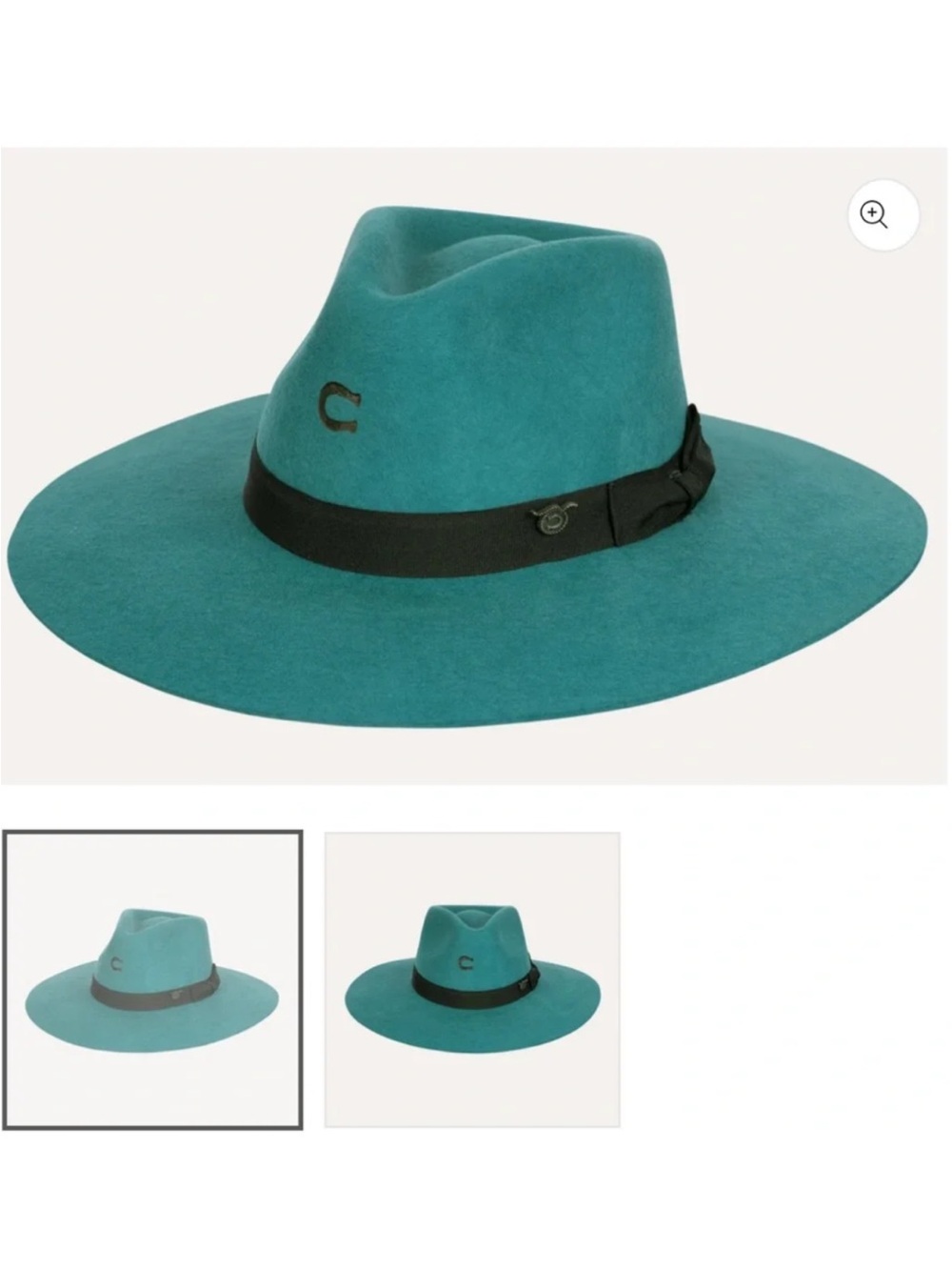 Charlie Horse Teal Wide-Brim Fedora with Black Band